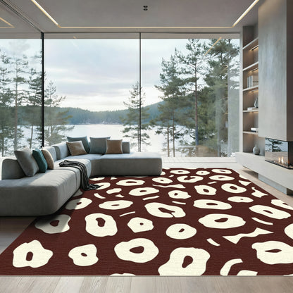 Brown Cream Abstract Animal Spots Rug