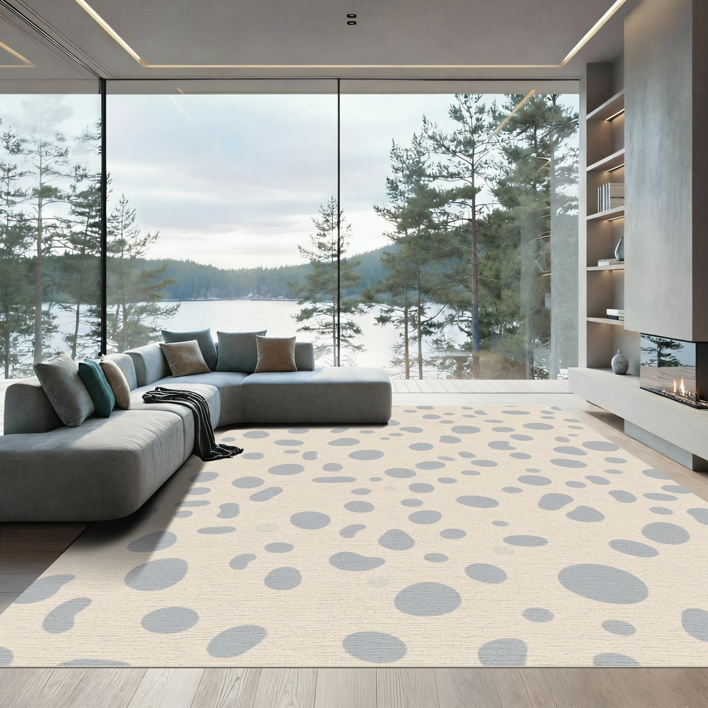 Pale Blue Irregular Dot Scatter Rug