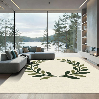 Olive Green Laurel Wreath Rug