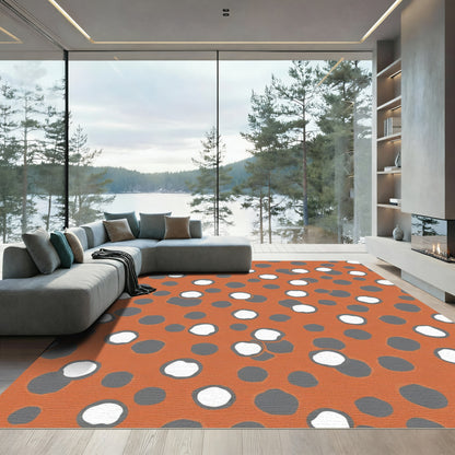 Orange White Gray Polka Dots Rug