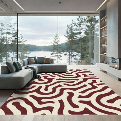 Crimson Cream Organic Maze Rug