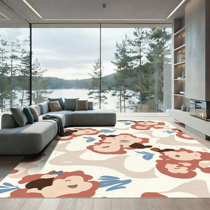 Terracotta Cloud Abstract Floral Rug
