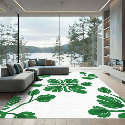 Lush Green Floral Symmetry Rug