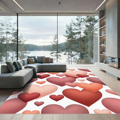 Romantic Blush and Crimson Heart Collage Rug