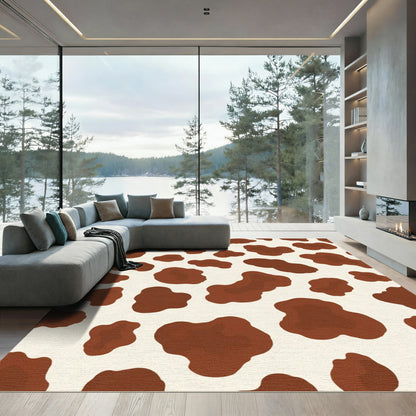Brown Cream Freeform Organic Dots Rug