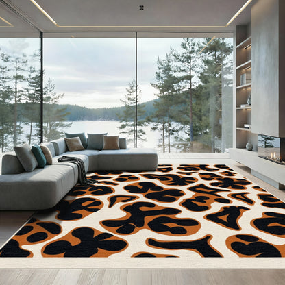 Brown Black Abstract Spots Rug