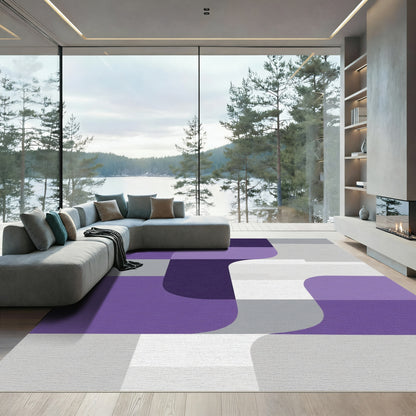 Amethyst Geometric Layered Squares Rug