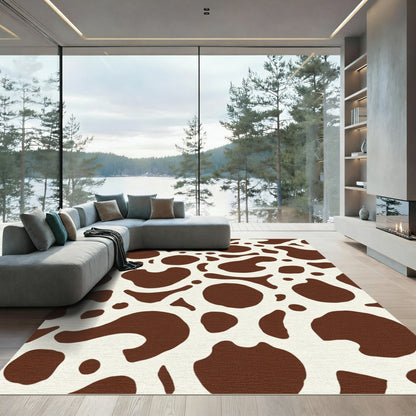 Brown Ivory Irregular Blobs Rug