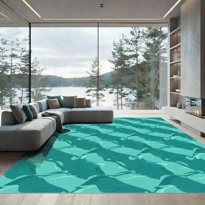 Teal Aquatic Ripple Flow Rug