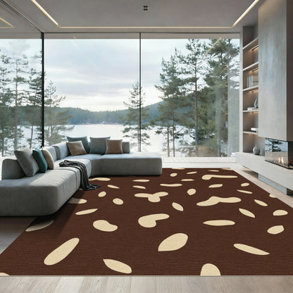 Brown Cream Abstract Scatter Contemporary Rug