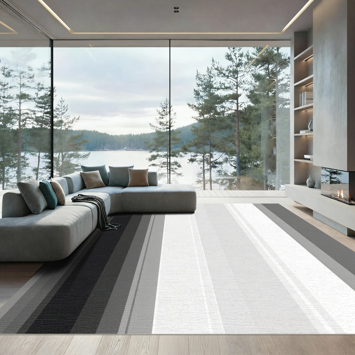 Monochromatic Vertical Striped Gradient Rug