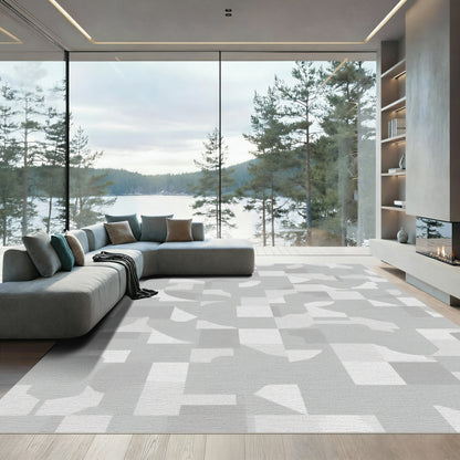 Abstract Gray Geometric Composition Rug