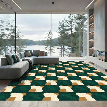 Cream Brown Biomorphic Shapes Rug