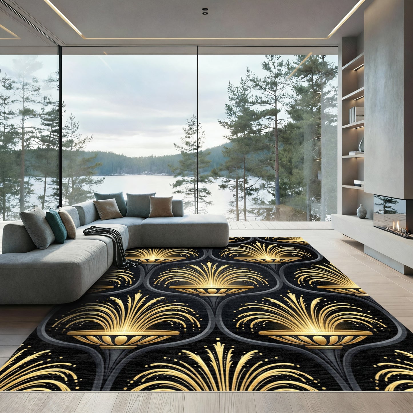 Gilded Fountain Art Deco Repeats Rug