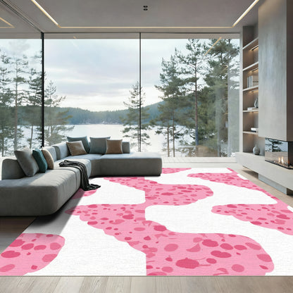 Pink Painted Spots Wave Rug