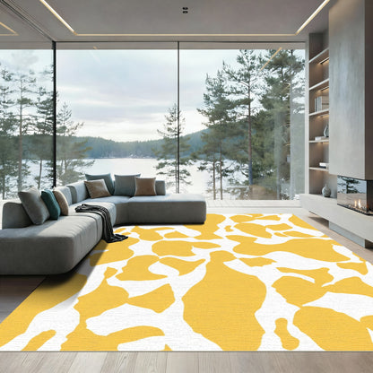 Golden White Organic Shapes Rug