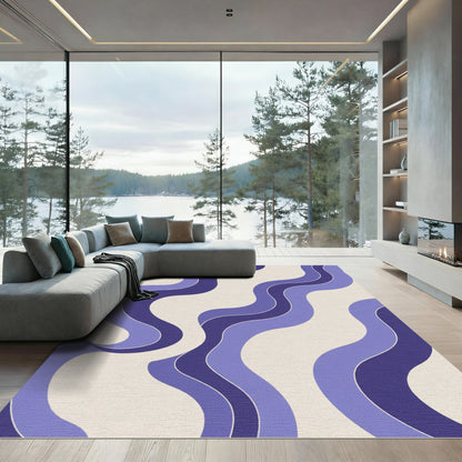 Retro Purple Wave Layers Rug