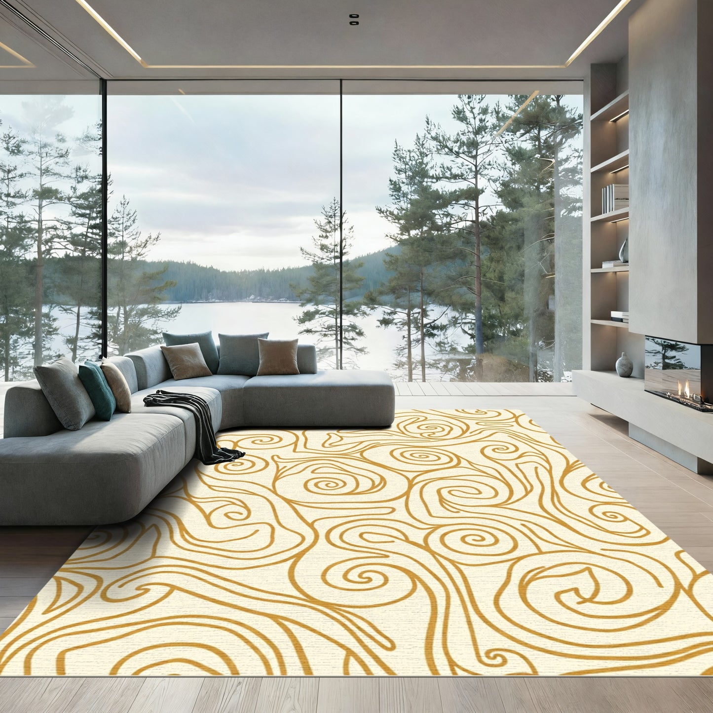 Golden Swirl Organic Flow Rug