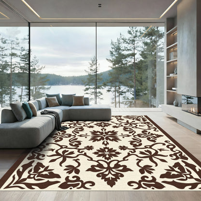 Rich Brown Damask Ornament Rug