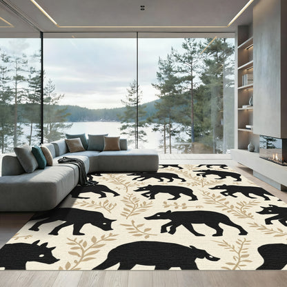 Black Bear Foliage Repeat Rug