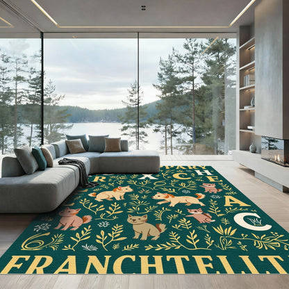 Whimsical Forest Animals Alphabet Rug