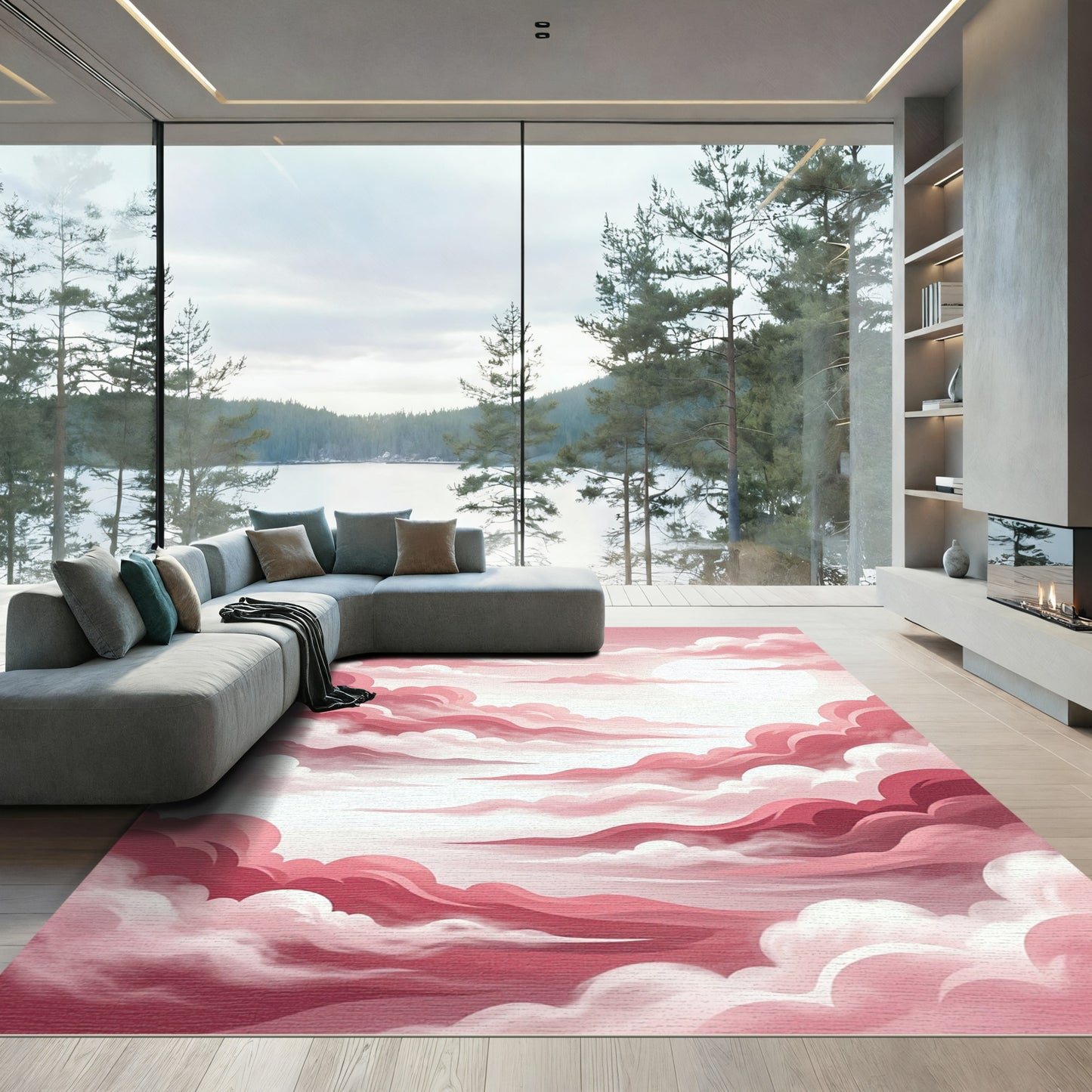 Dreamy Pink Cloudscape Sky Rug