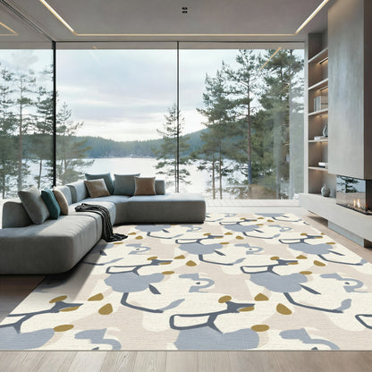 Abstract Blue Slate Earthy Droplets Rug