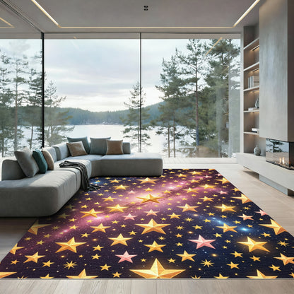 Golden Starry Sky Galaxy Nebula Rug