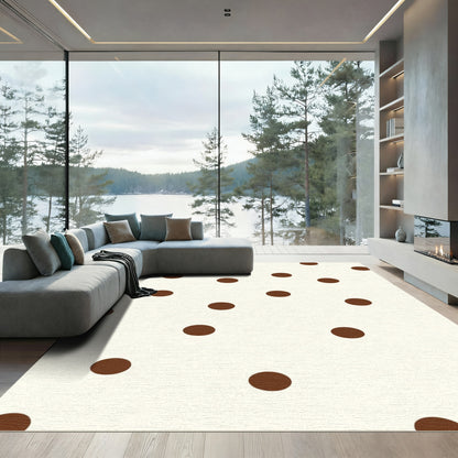 Classic Brown Polka Dot Rug