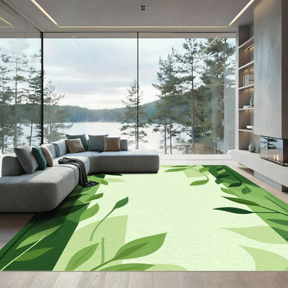 Green Leafy Vine Frame Rug