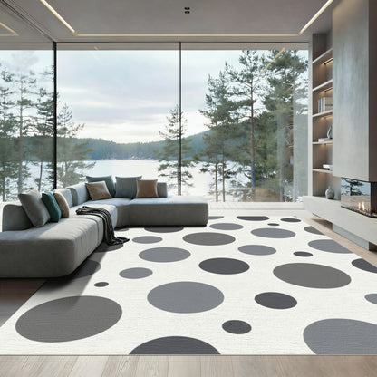 Gray Circles Contemporary Dot Rug