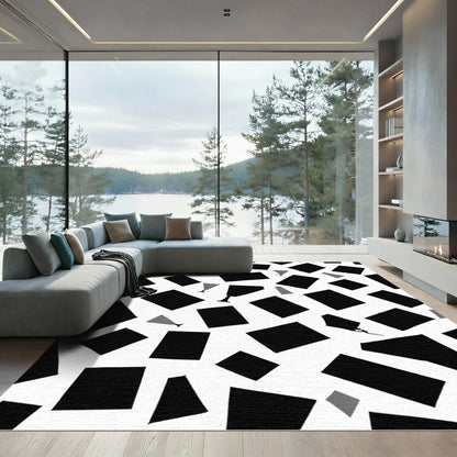 Black White Geometric Cocktail Glasses Rug