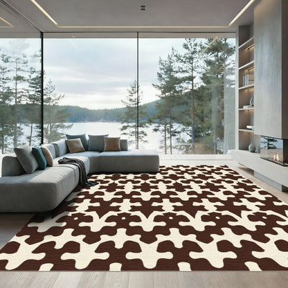 Rich Chocolate Ivory Interlocking Forms Rug