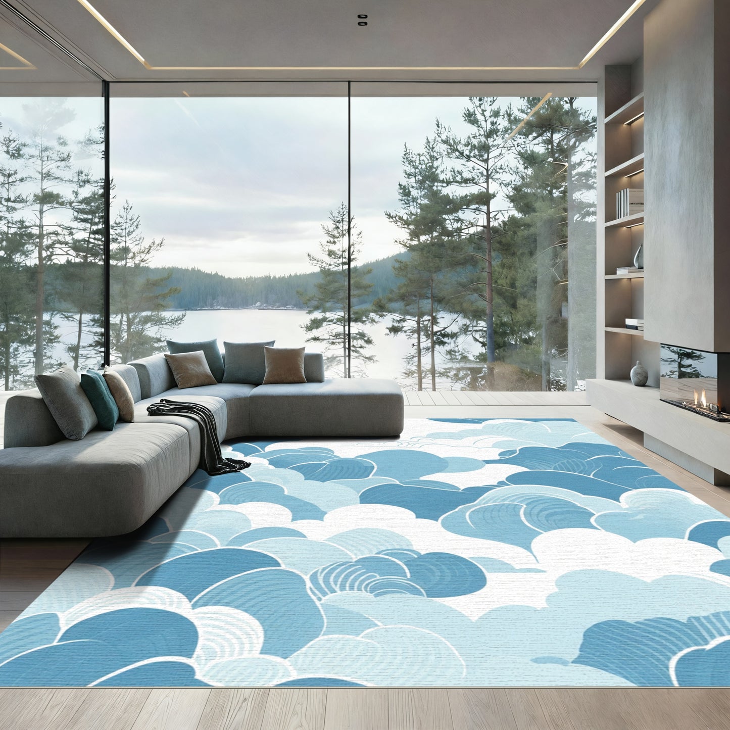 Serene Blue Sky Cloudscape Rug