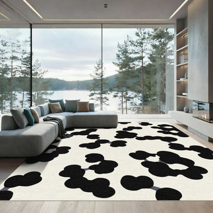 Abstract Black Blob Chain Rug