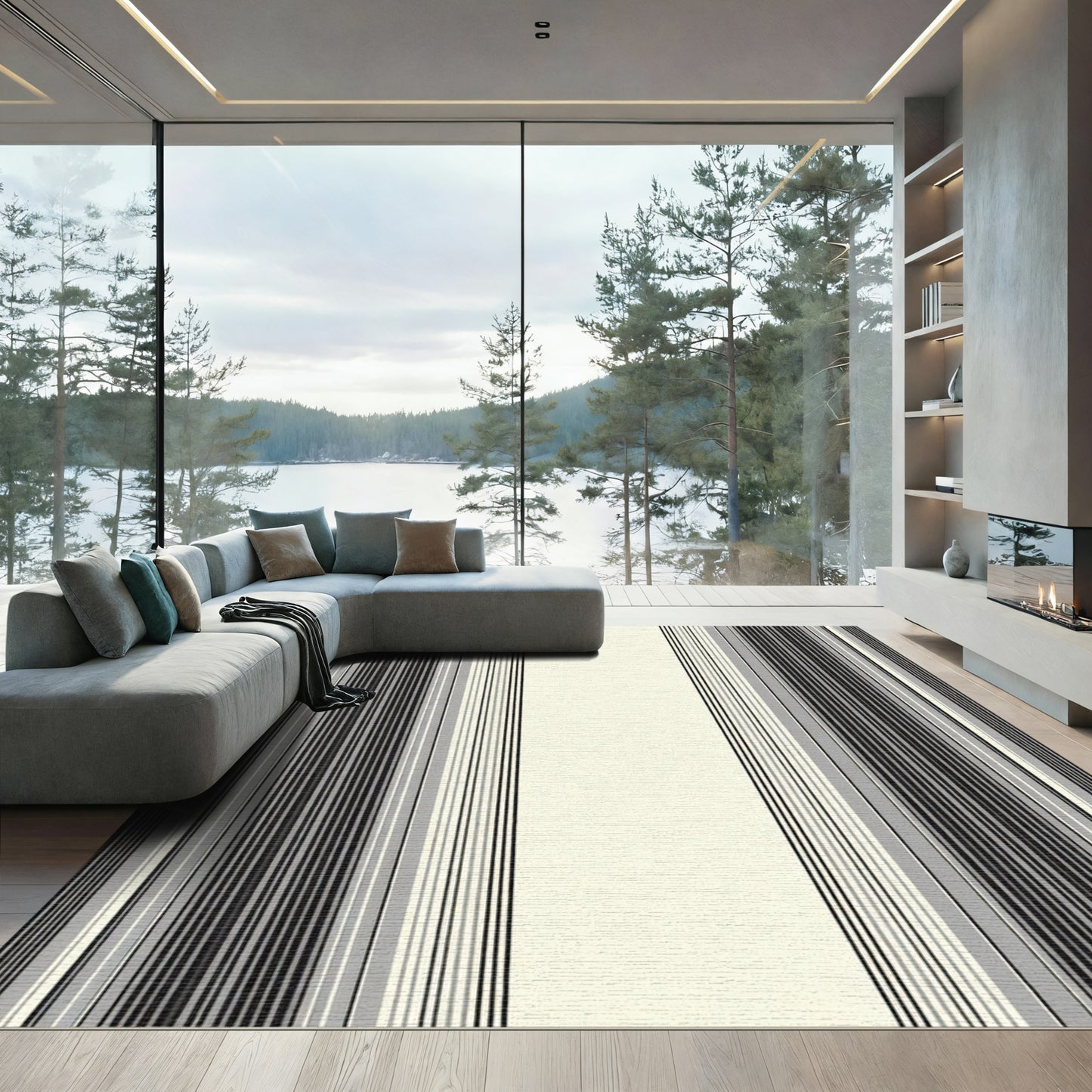 Monochrome Vertical Stripe Rug