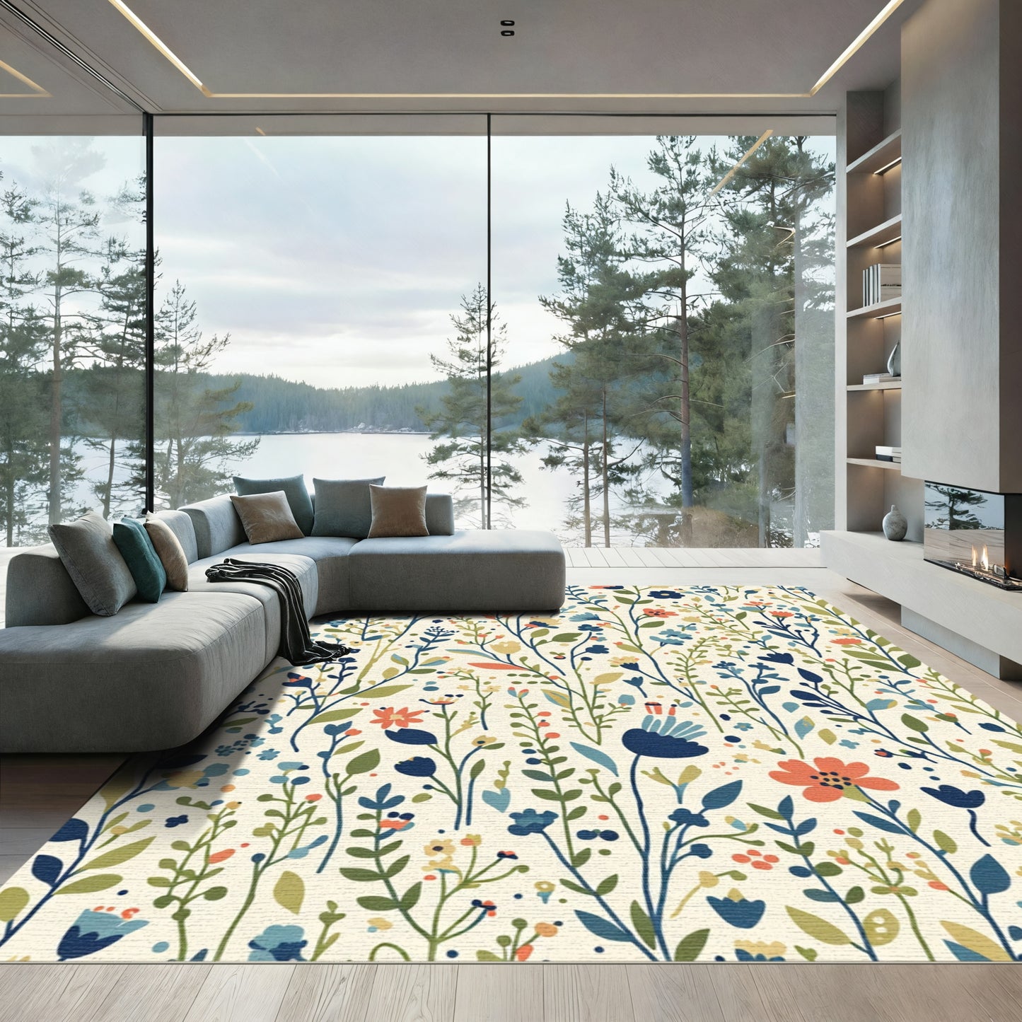 Whimsical Floral Meadow Garden Rug