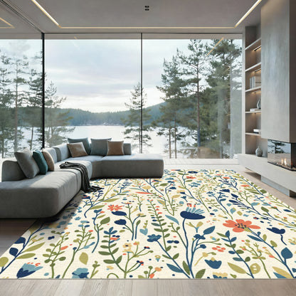 Whimsical Floral Meadow Garden Rug