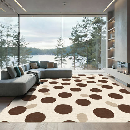 Brown Cream Polka Dot Scatter Rug