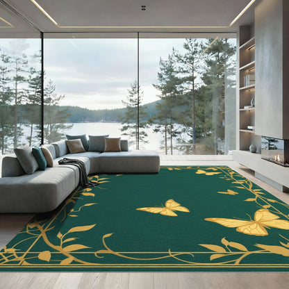 Golden Butterfly Vine Art Rug