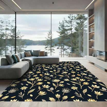Golden Botanical Scatter Rug