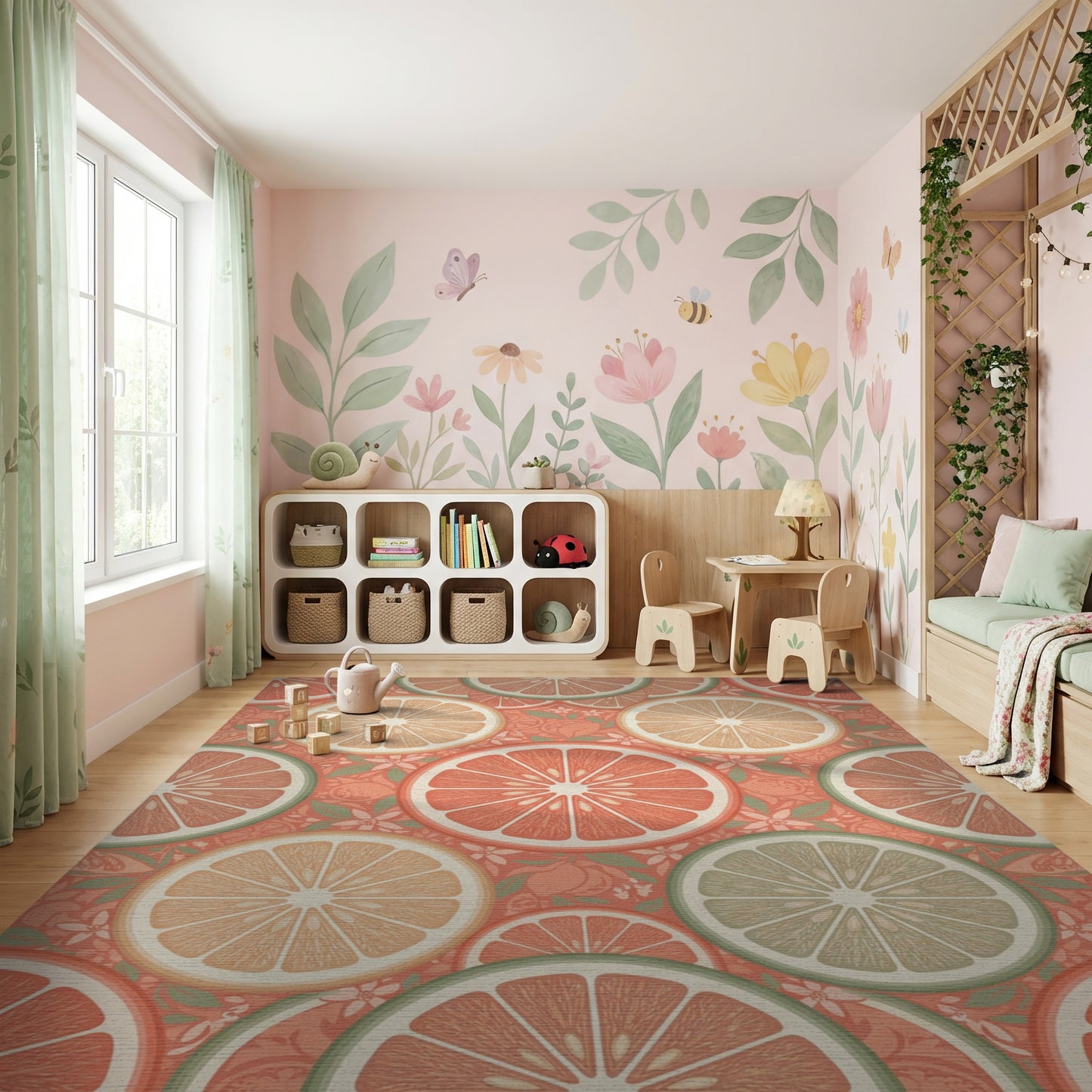 Warm Peach Orange Slices Pattern Rug