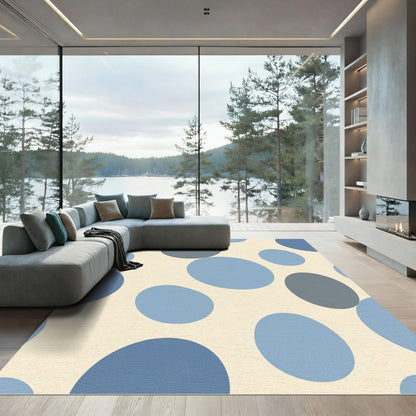 Mid Century Blue Dot Cluster Rug