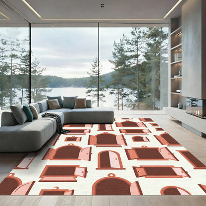 Terracotta Arched Window Repeating Tile Rug