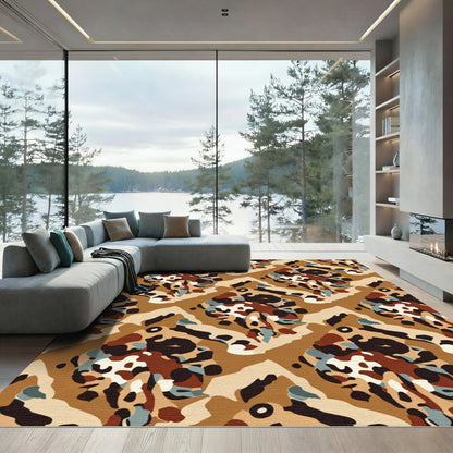 Brown Camouflage Abstract Forms Rug