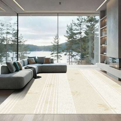Gentle Cream Floral Stripe Rug