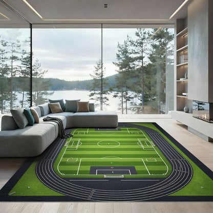 Green Stadium Track Field Rug