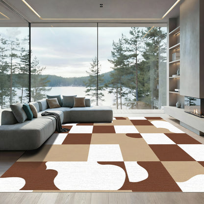 Abstract Checkered Organic Shapes Rug
