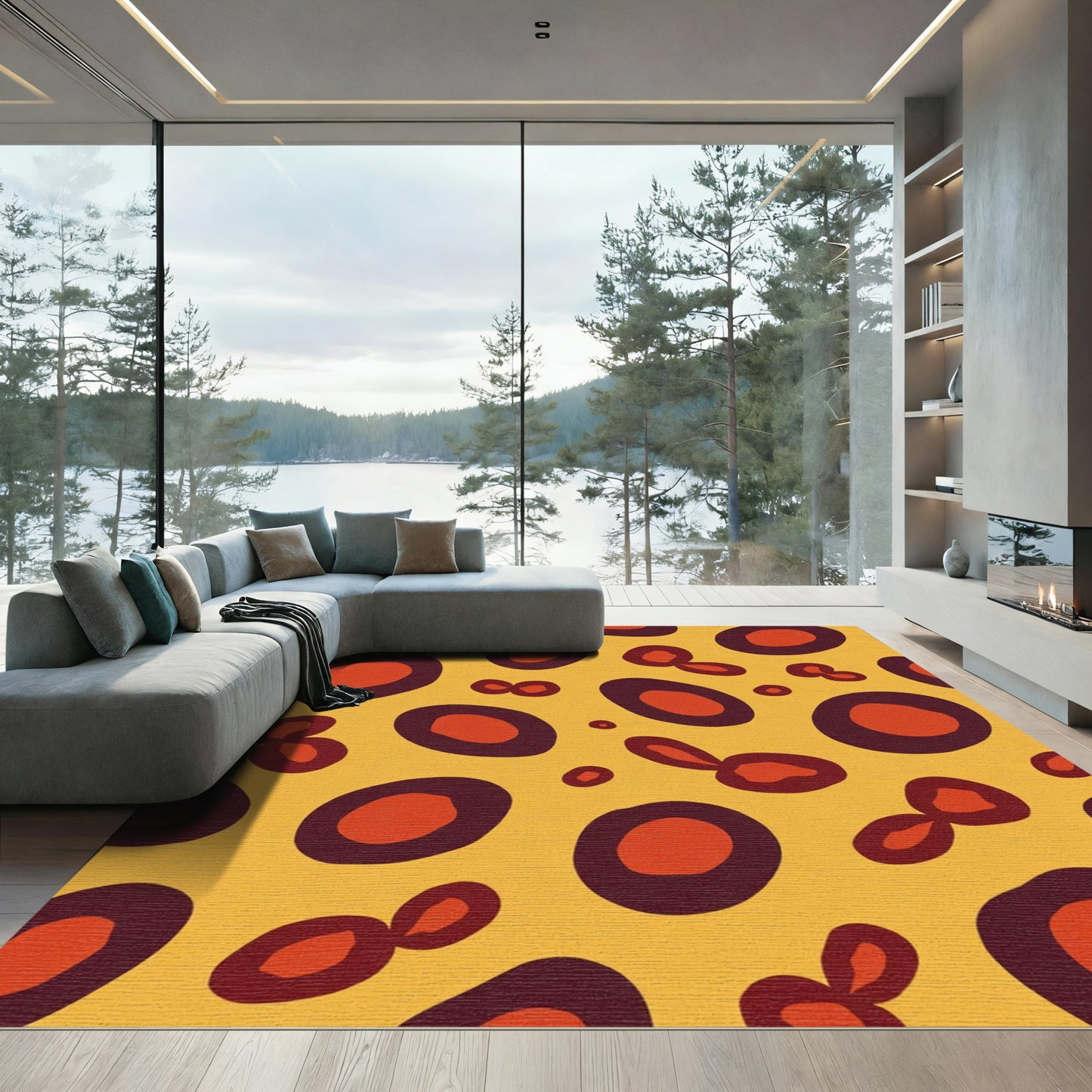Bold Ochre Black Animal Spot Rug