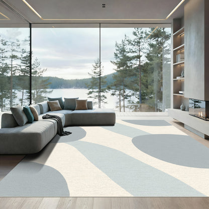 Soft Blue Organic Shape Abstract Rug